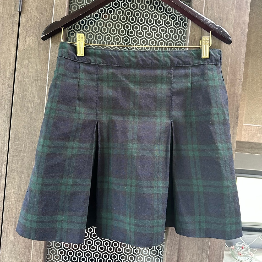 Dennis | Vintage Pleated Uniform Academia Skirt | Green Blue | Women's 9